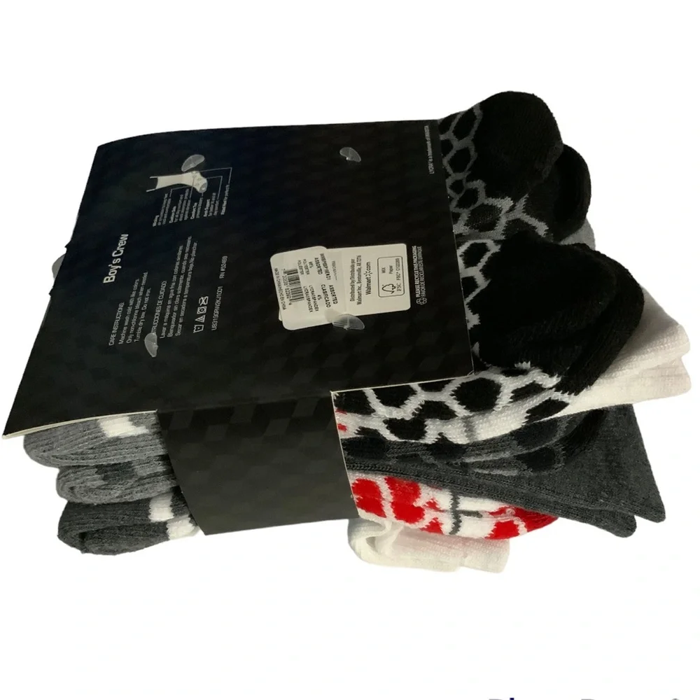 Athletic Works Boys Crew Socks 6 Pair